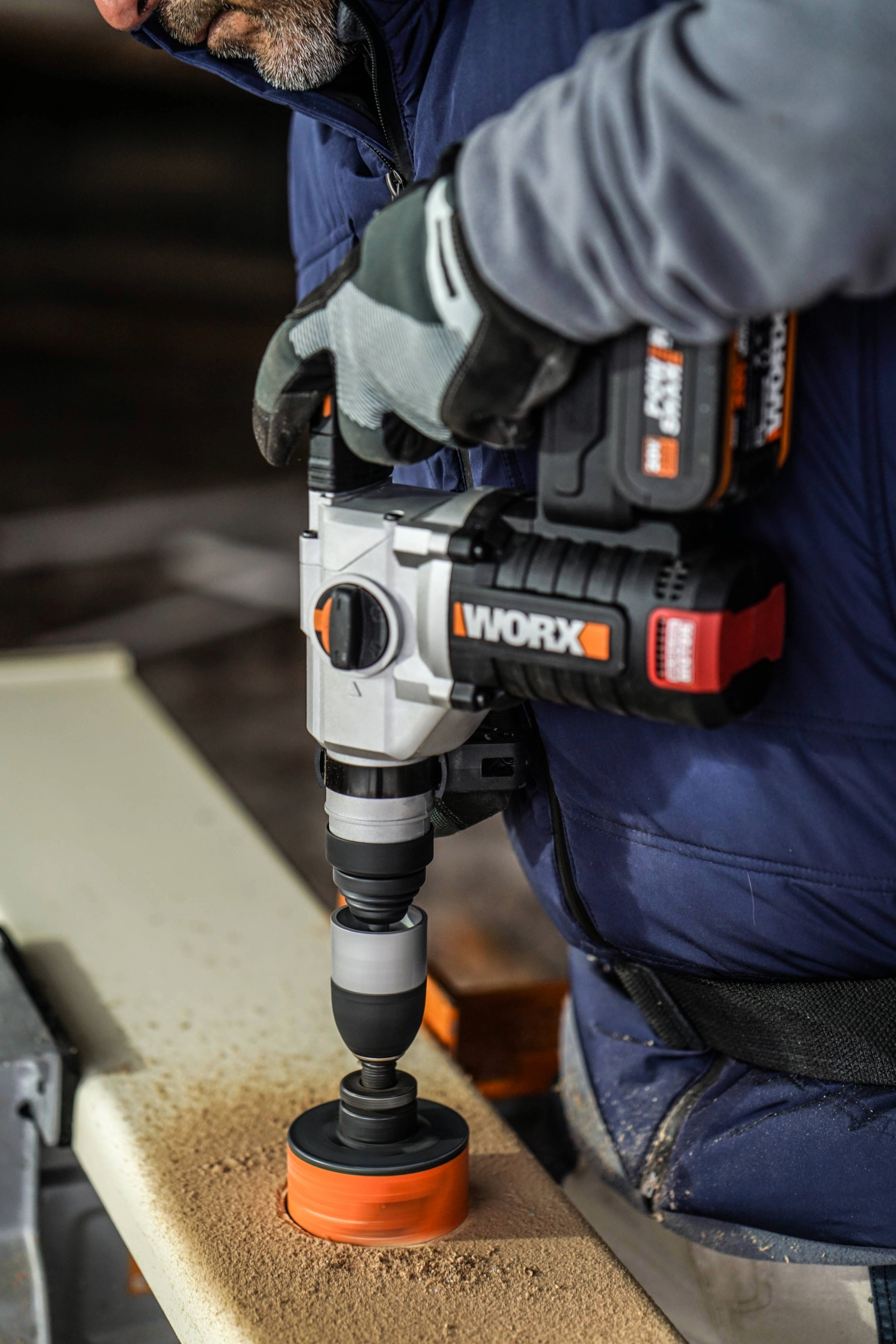 Worx WX380.9 - Martillo 4 F Brushless 2,2J 20V S/bat